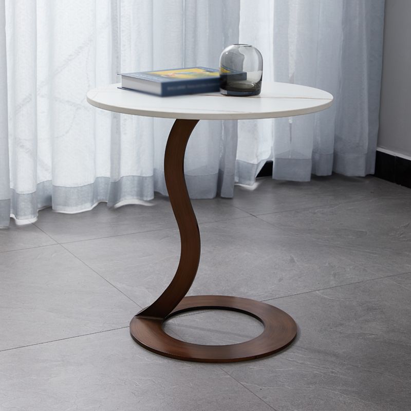 Metal Black Round Modern Block Side Table White Pedestal End Table
