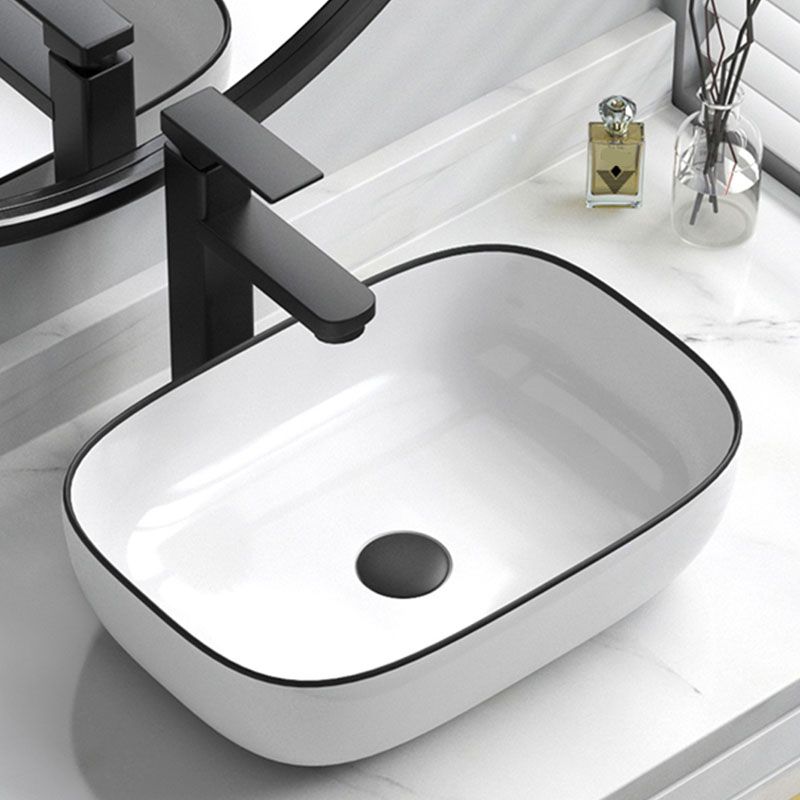 Bathroom Ceramic Sink Rectangular Rod Single Handle Faucet Sink