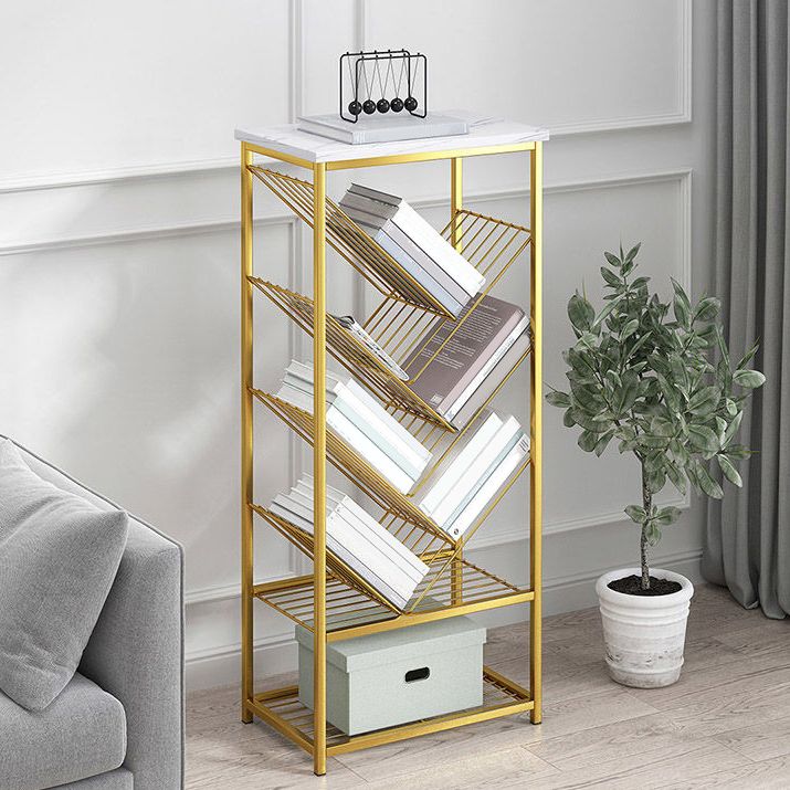 Modern Metal Book Shelf Home Open Back Bookcase with Shelves