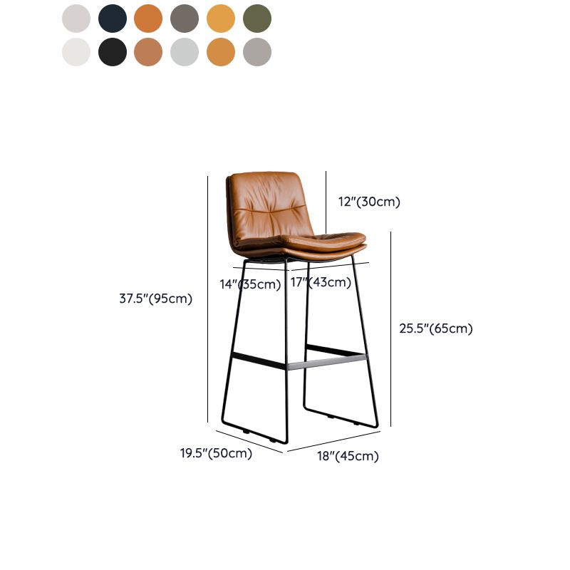 Modern Backrest Armless Counter Stool Iron Cafe Bar Stool with Cushion
