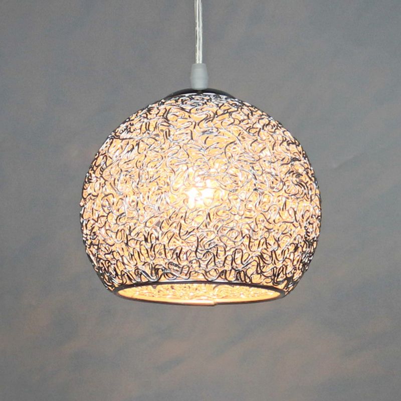 Aluminum Wire Spherical Pendant Macaron Style 1-Light Suspended Lighting Fixture