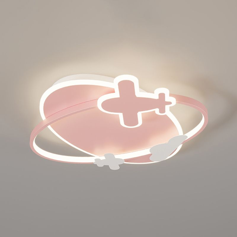 Metal Round Shape Flush Ceiling Light Kid Style 3 Lights Flush Ceiling Light Fixtures