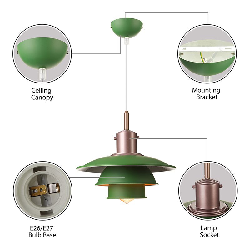 Luminaire suspendu en couches Nordic Metallic 1 Head Living Room Pendant lampe en noir / argent