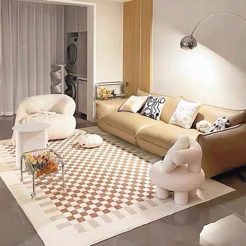 Simplicity Area Rug Lattice Pattern Simple Rug Polyester Non-Slip Area Rug