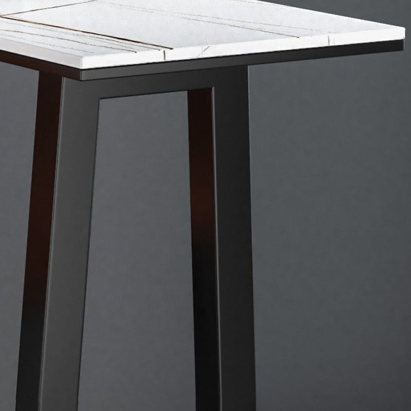 Contemporary Pub Table with Storage Base Matte Finish Stone Top Bar Table