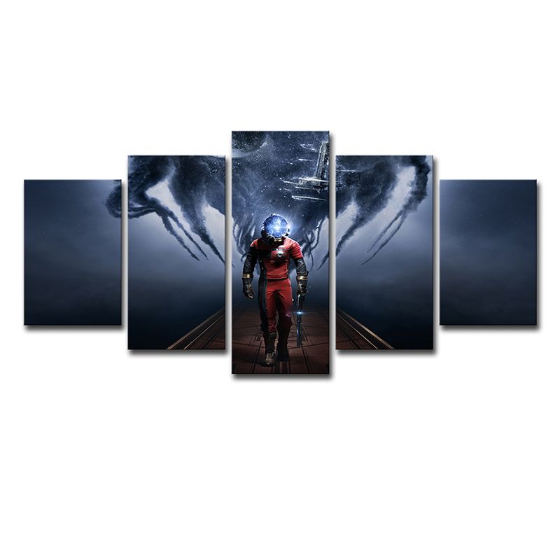 Prey Video Game Scene Canvas Art Kids Multi-Piece Wall Decor in Blue for Bedroom