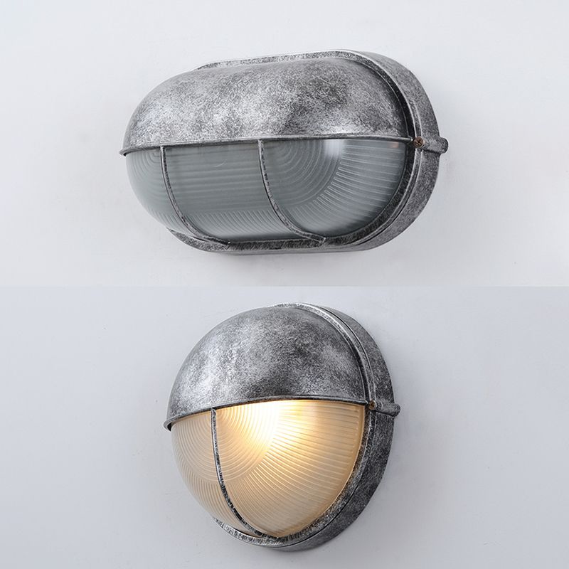 Industrial Metal Wall Sconce Geometric Shape Wall Light with Glass Shade for Living Room