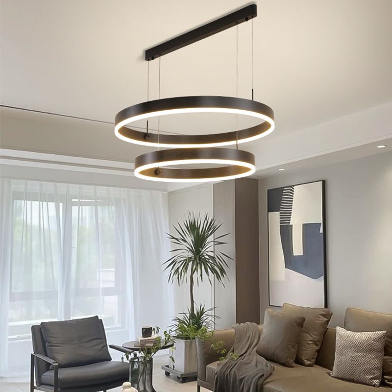 2-laag kroonluchter licht minimalistische stijl cirkelvormige metalen hanglamp voor slaapkamer