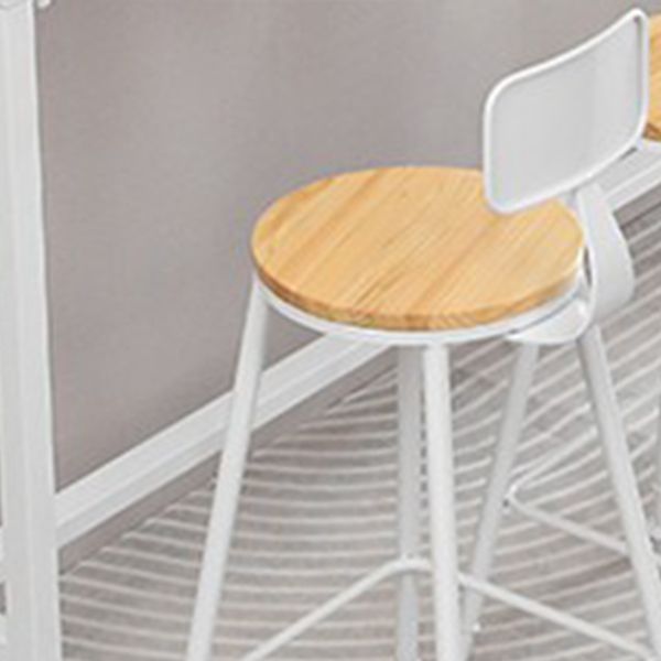 Contemporary Backless Counter Stool Pine Wood Armless Barstool with White Sled Base