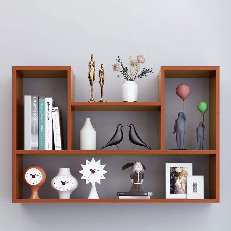 Modern Engineered Wood Bookcase, Geometric Wall Mounted Bookshelf for Any Room