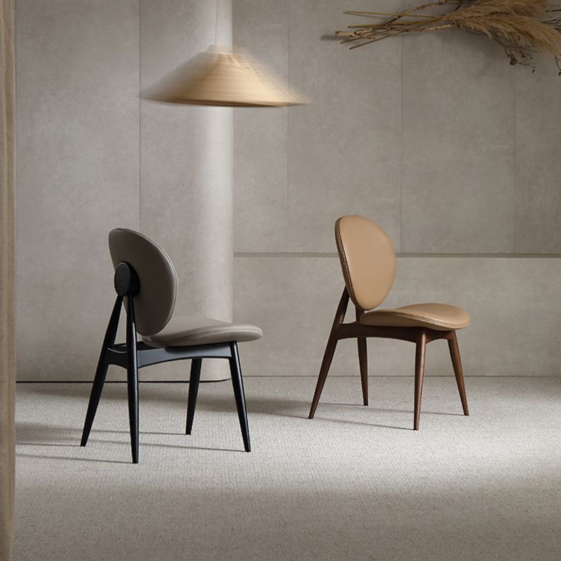 Contemporary Solid Wood Side Chair Upholstered Armless Dining Chair