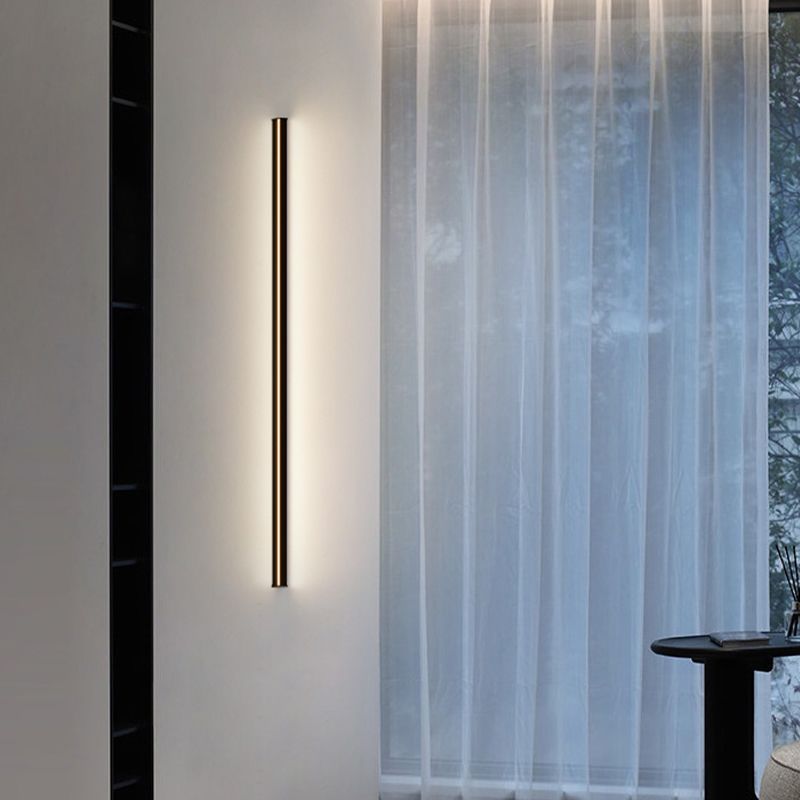 Metal Linear Shape Wall Lighting Modern Style 1 Light Wall Mounted Light Fixture in Black