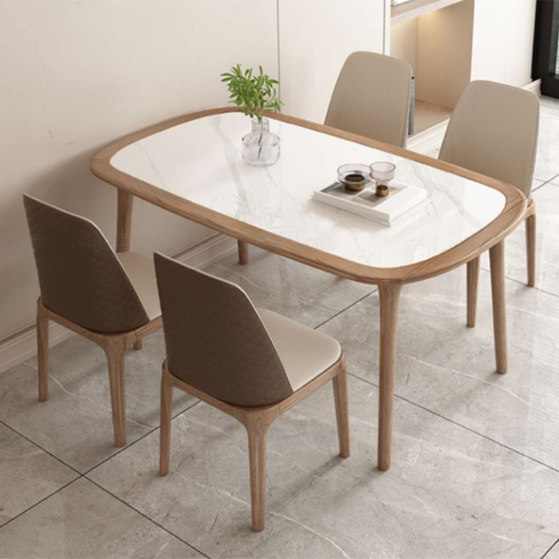 Modern Style Rectangle Table Set 1/2/5/7 Pieces Dining Set with Wood Legs
