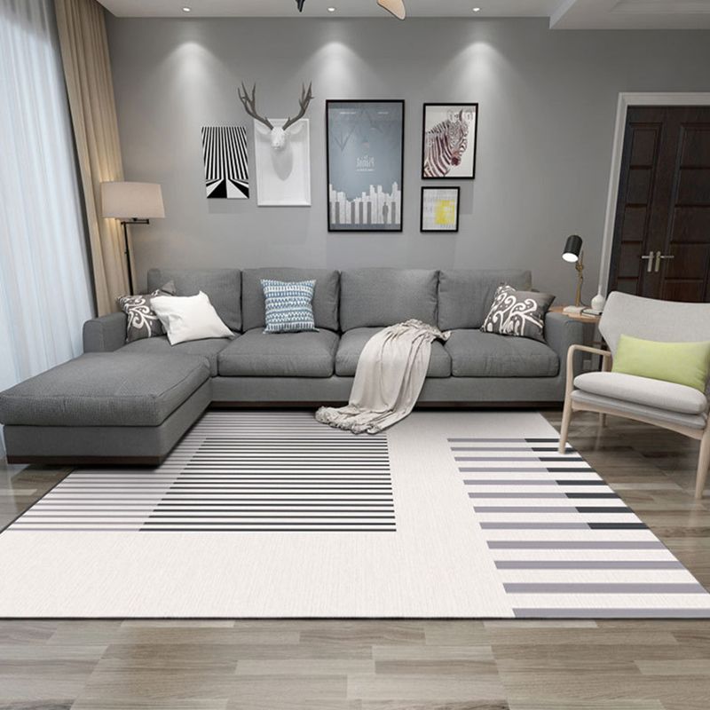 Beige Modern Rug Polyester Irregular Line Rug Washable Rug for Drawing Room