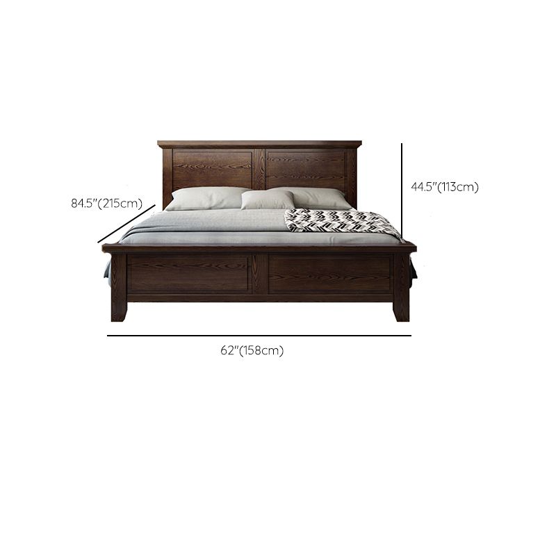 Ash Standard Bed Mid-Century Modern Bed Frame with Headboard