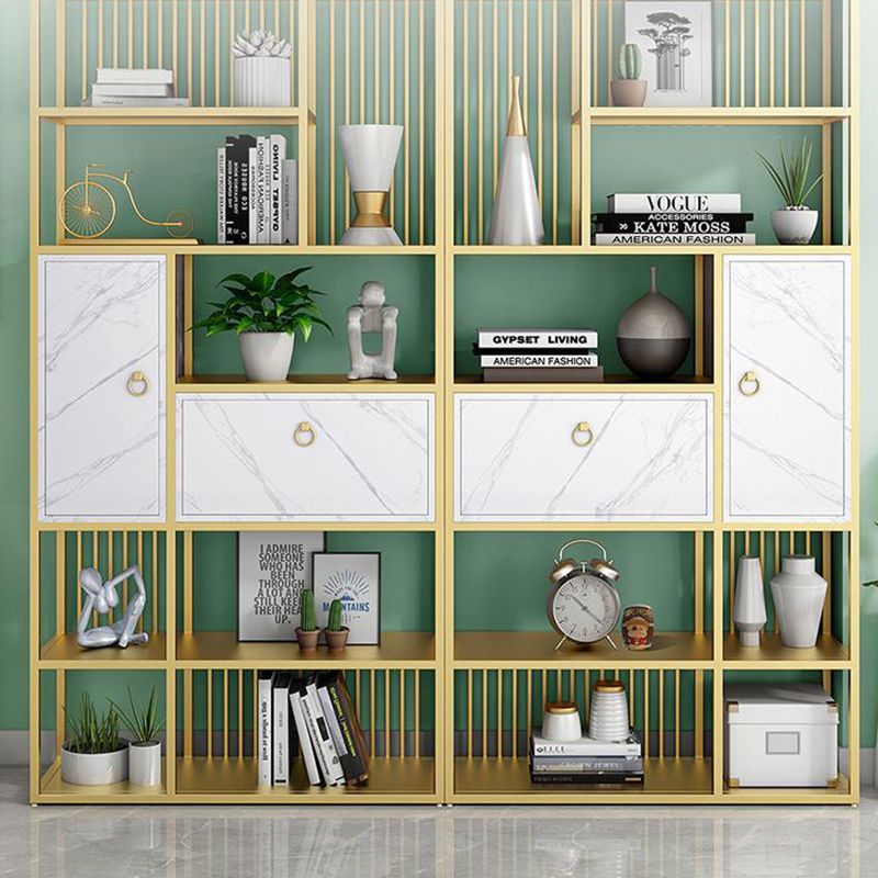Glam Metal and Wood Shelf Bookcase Vertical Book Shelf for Office