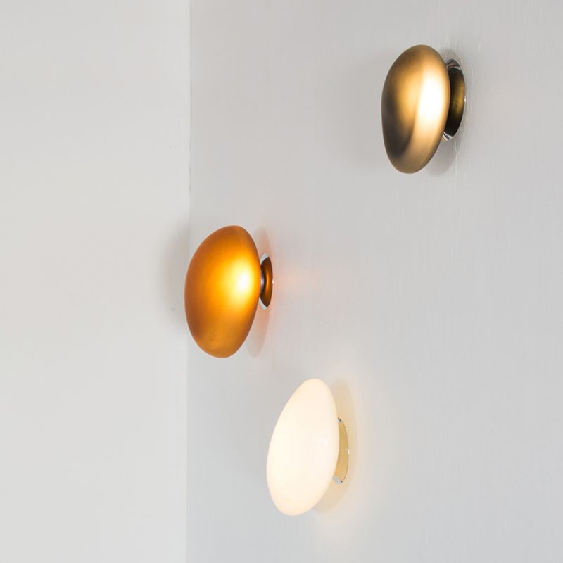 Nordic Style Iron Wall Light Cobblestone Shape Wall Lamp with Glass Shade for Bedroom