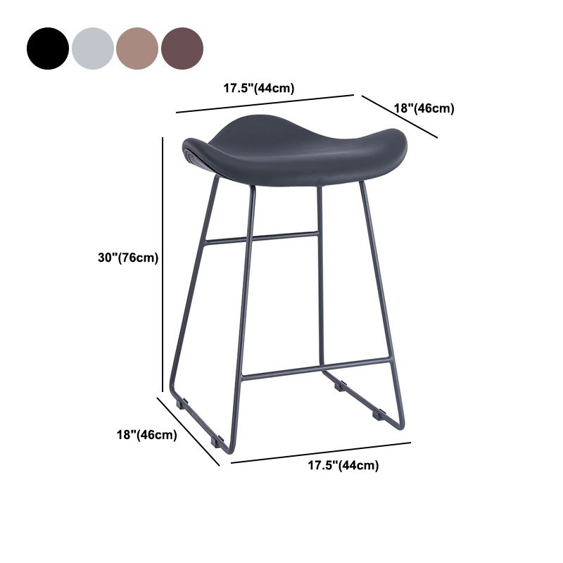 Armless Faux Leather Bar Stool Modern Counter Stool with Metal Counter Stool