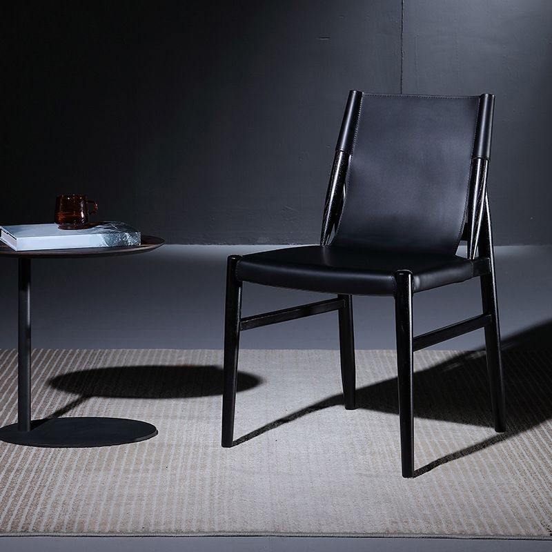 Dining Room Industrial Side Chair Faux Leather Parsons Chair