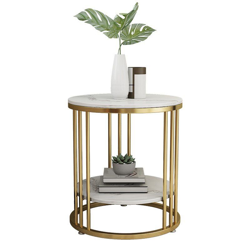 21.65" Tall Contemporary Side End Table Metal Frame Round Sofa Side Accent Table