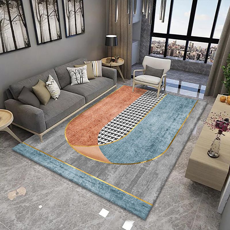 Gorgeous Polyester Rug Trendy Houndstooth Pattern Area Rug Non-Slip Backing Indoor Rug