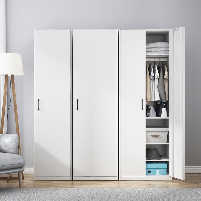White Contemporary Non-Hanging Armoire Steel Home Cabinet with Door