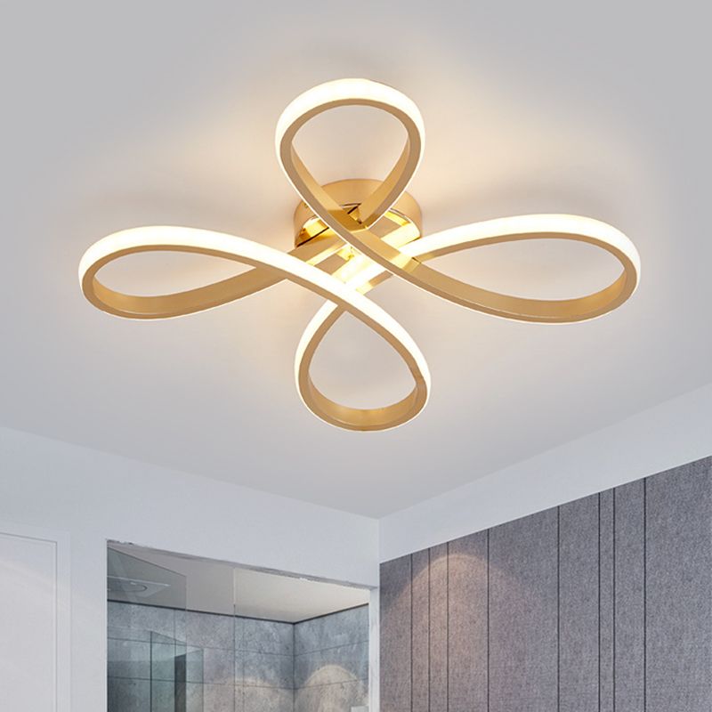 Chinois Knot Ceiling Flush Mount Modernism DEL Gold Semi Flush Lamp in Warm / White Light, 19.5 "/25.5" Wide