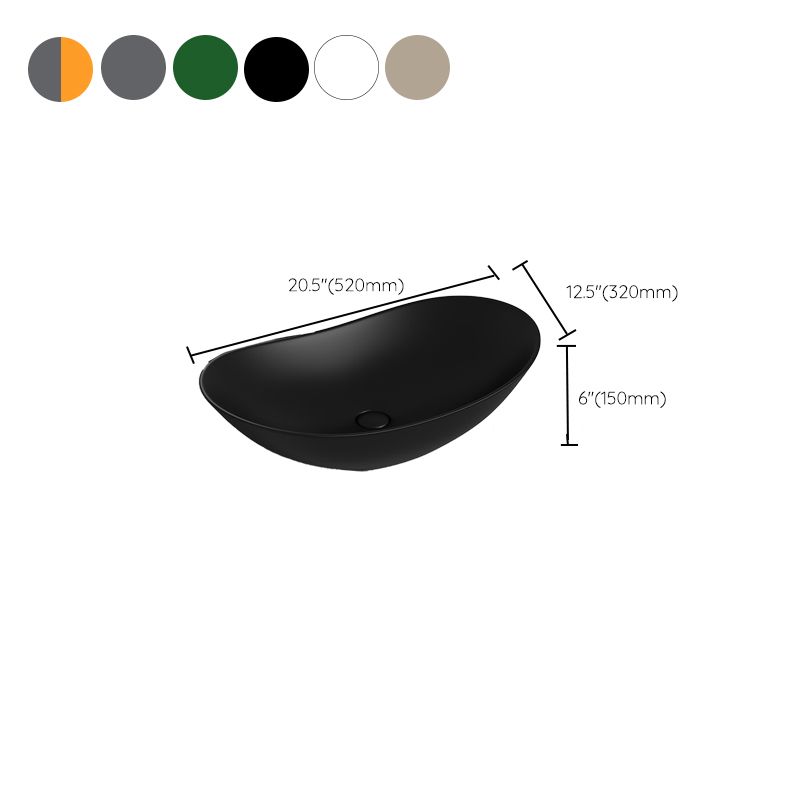 Modern Vessel Bathroom Sink Oval Porcelain with Basin and Faucet Wash Stand