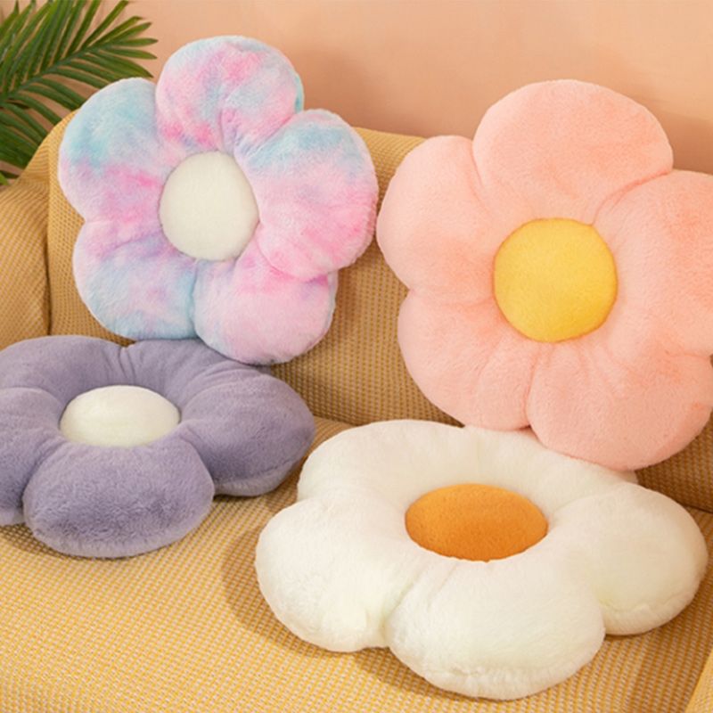 Contemporary Pouf Ottoman Velvet Upholstered Tear Resistant Flower Shape Ottoman