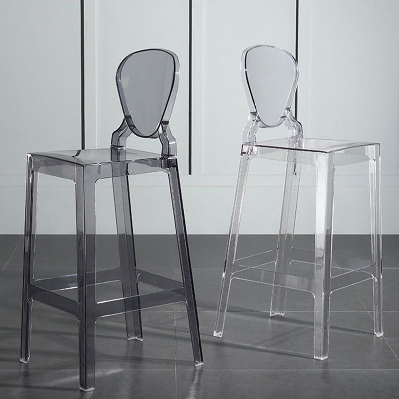 Footrest Furniture Modern Style Plastic Low Back Counter Stool with 4 Legs