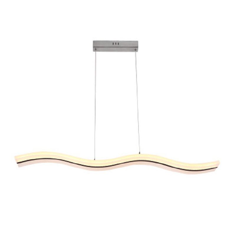 Acrylic White Linear LED Island Light in Modern Style Wrought Iron Pendant Light for Dining Room