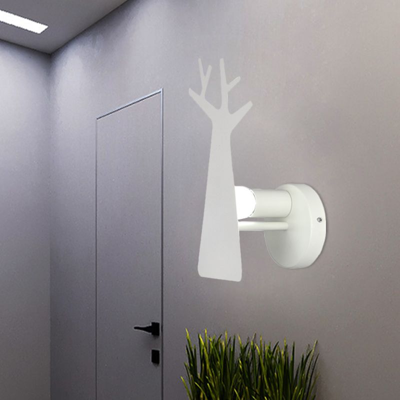Noordse boom Silhouet IJzeren Wandlicht 1 Hoofd SCONCE Verlichtingsarmatuur in groen/wit/grijs voor slaapkamer