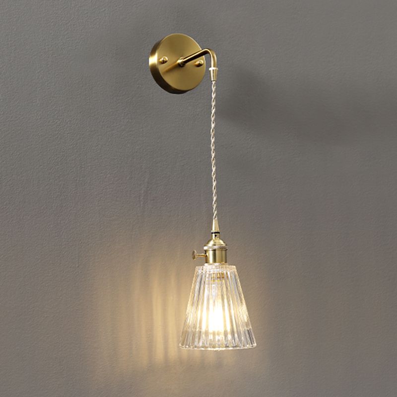 Accesorio de luz montado en la pared de vidrio sombreado estilo minimalista de iluminación de pared transparente