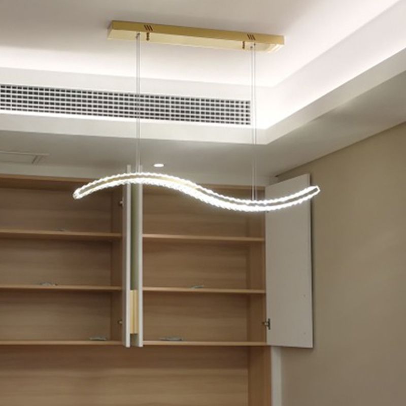 1 Light Waves Island Lamp Contemporary Simplicity Crystal Wrapped Island Pendant