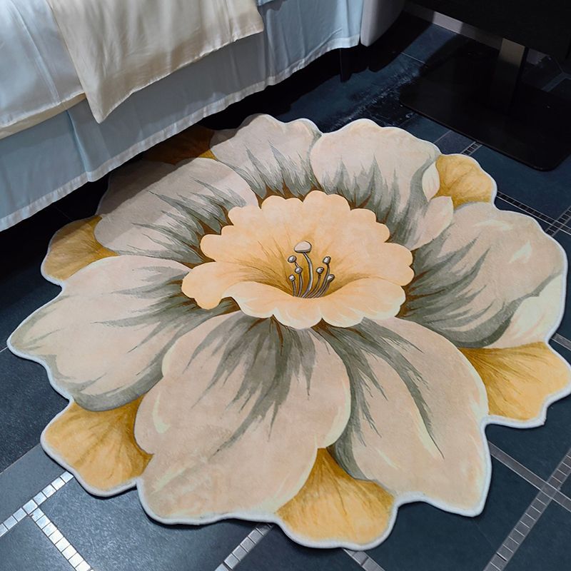 Irregular Flowers Shape Rug Living Room Carpet Polyester Washable Area Rug