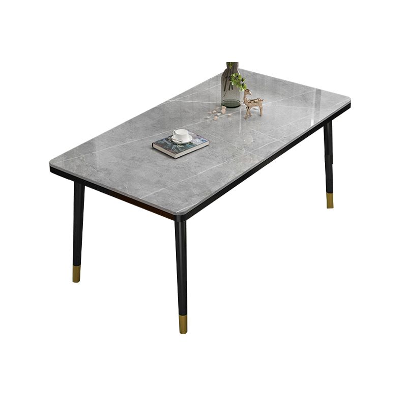 Rectangle Stone Top Dining Table Glam Style Kitchen Dining Table