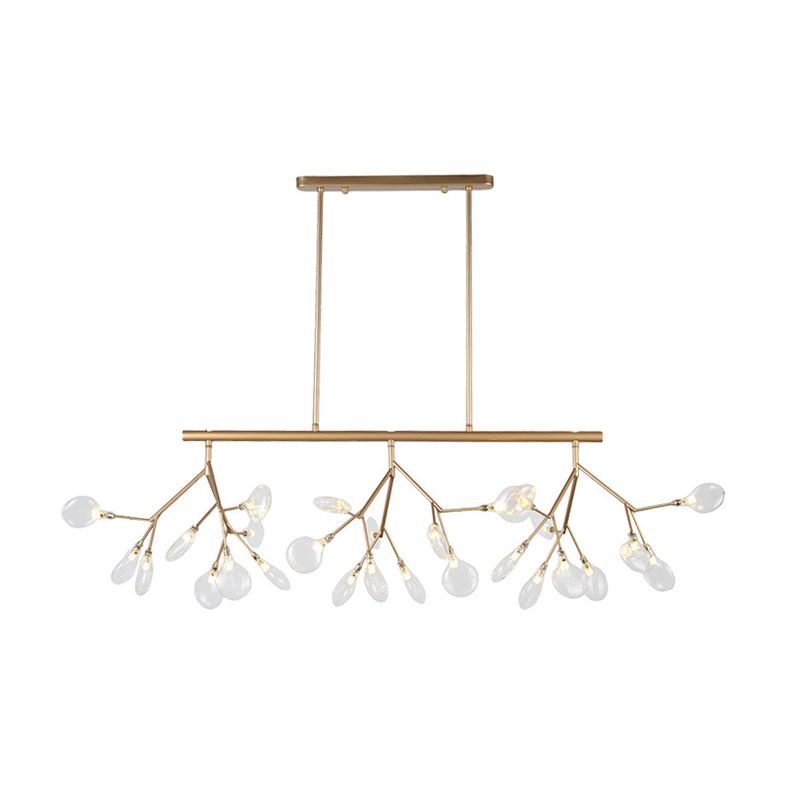 Firefly Hanging Island Light Modernist Clear Glass Dining Table Ceiling Pendant in Black/Gold
