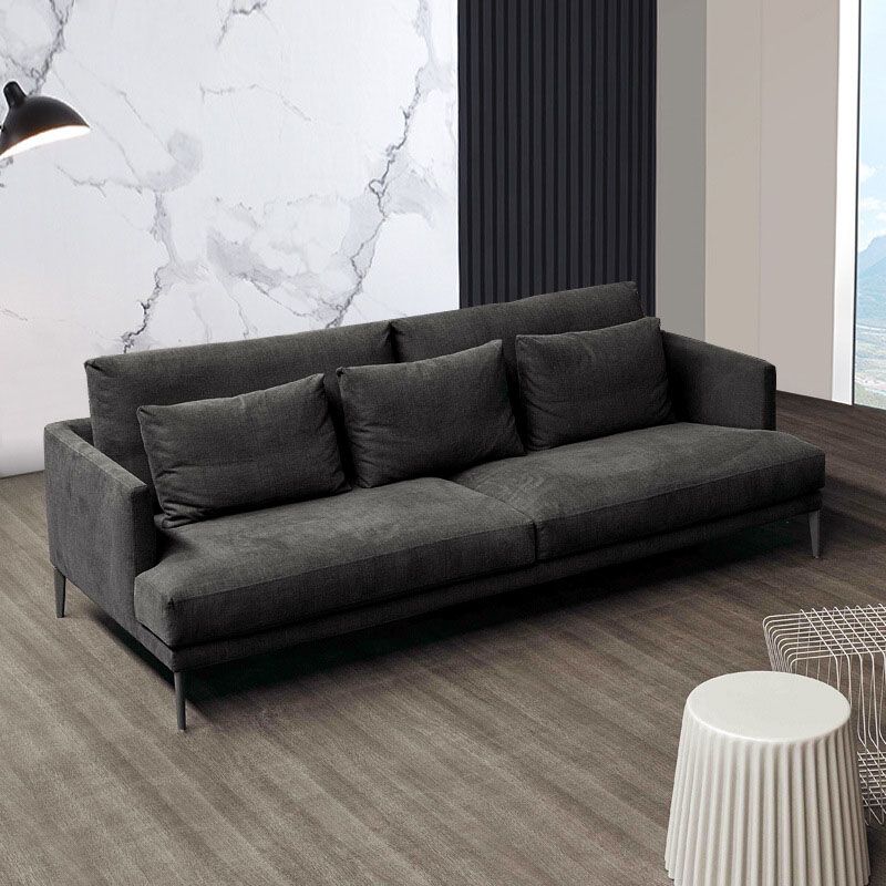 Fabric Recessed Arm Sofa with Pillows,35.43 Inch Deep for Living Room