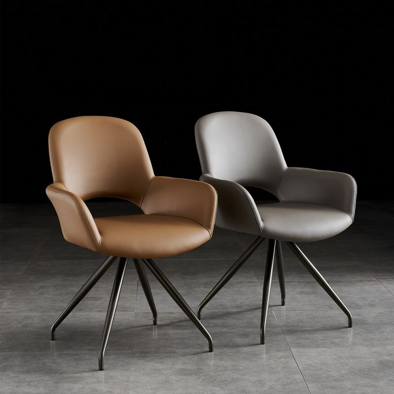 El cuero del estilo minimalista que cena las sillas abre la silla lateral tapizada que cena con la parte posterior