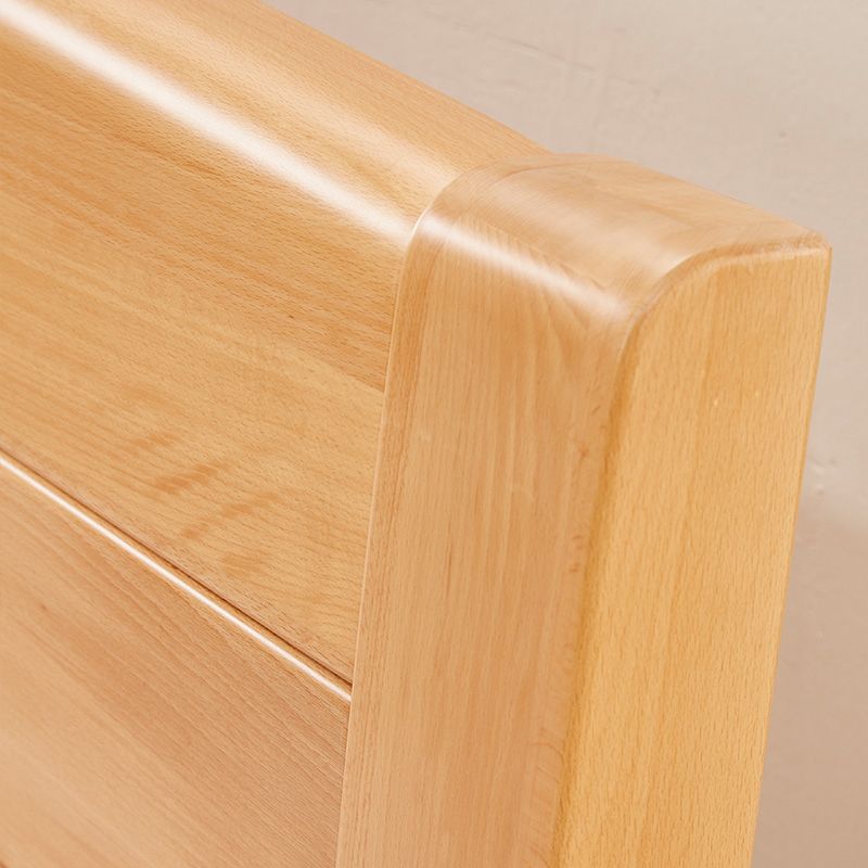 Scandinavian Beech Wood Bed with Legs and Sleigh Headboard in Natural