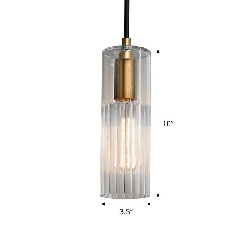 Pendard à tube simple Verre prismatique blanc 1 chambre de tête à la tête de plafond suspendu en laiton