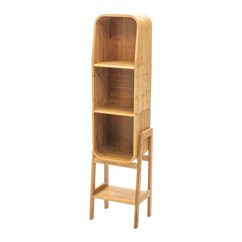 Vertical Contemporary Bamboo Bookcase Closed Back Bookshelf for Home