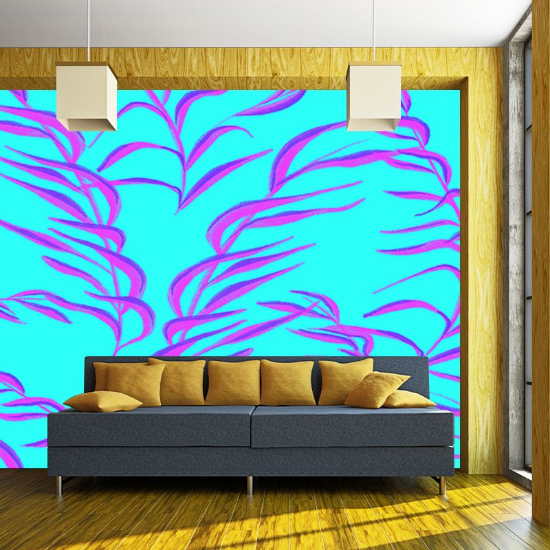 Tropical Plants Mural Wallpaper Moisture Resistant Wall Art for Guest Room Decor, Waterproofing