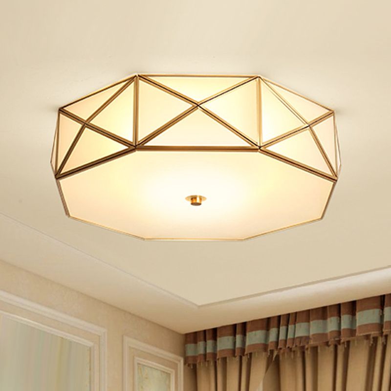 3/4/6 Allumage de l'octogone de fixation Minimaliste Brass Metal Ceiling Mounted Lamp for Bedroom, 14 "/16.5" /20.5 " W