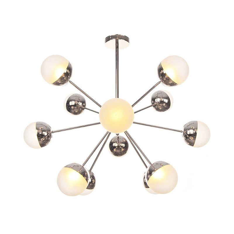 Semi-encastré Globe pour salle à manger, verre blanc/transparent/gris fumée, 9/12/15 lumières, luminaire semi-encastré contemporain en cuivre/chrome/or