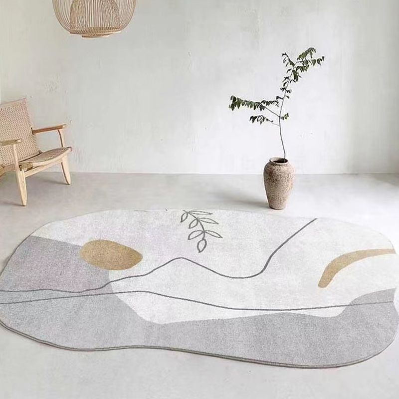 Tapis de couleur polyester de tapis gris Polyester tapis lavable pour la décoration intérieure