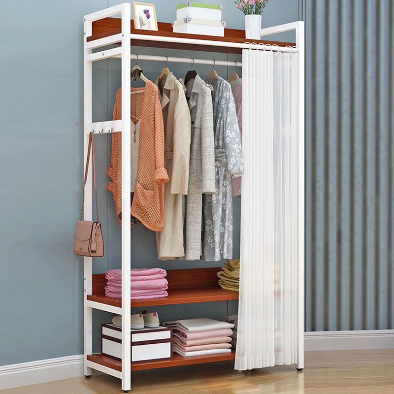 Modern Style Coat Rack Metal Frame Multi-layer Shelve Design Free Standing Coat Rack