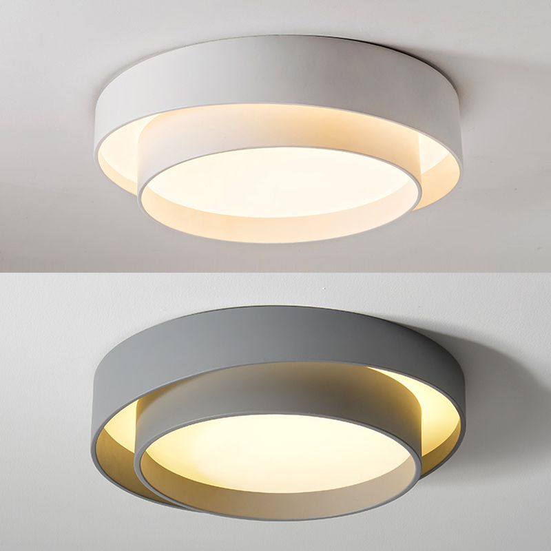 Luminaire de plafond en fer à montage encastré à LED circulaire concis et moderne avec abat-jour en acrylique