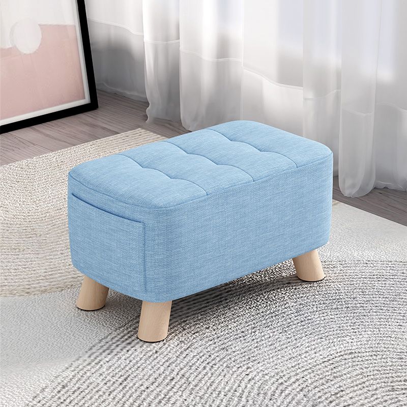 Modern Cotton Storage Pouf Plain Rectangle Tufted Chair Ottoman