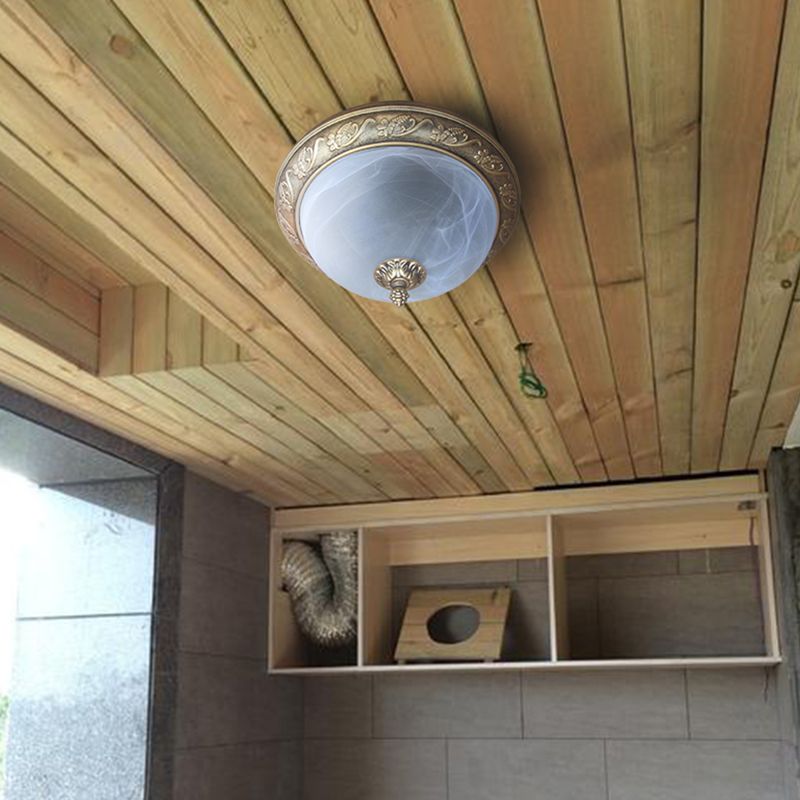 Plafonniers traditionnels à montage encastré, plafonnier simple avec abat-jour en verre